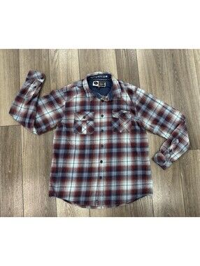 Salty Crew Mens Flannel Shirt Size Large Red Blue Plaid